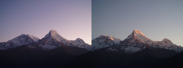 Photo du Bahara Sikhar, de l'Annapurna South et de l'Hiunchuli, de Poon Hill sur le tour des Annapurnas